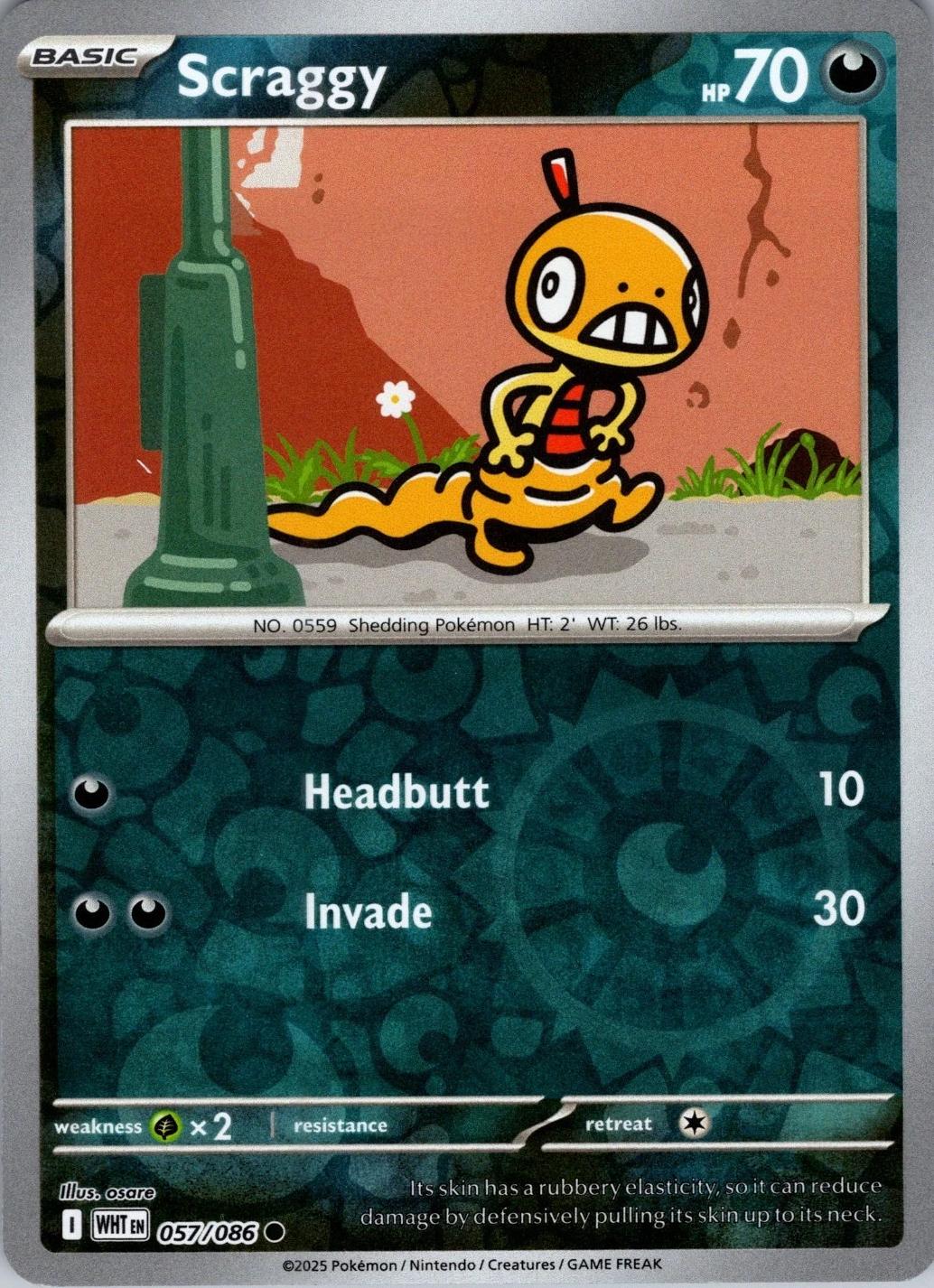 White Flare Scraggy [Reverse] Pokémon card